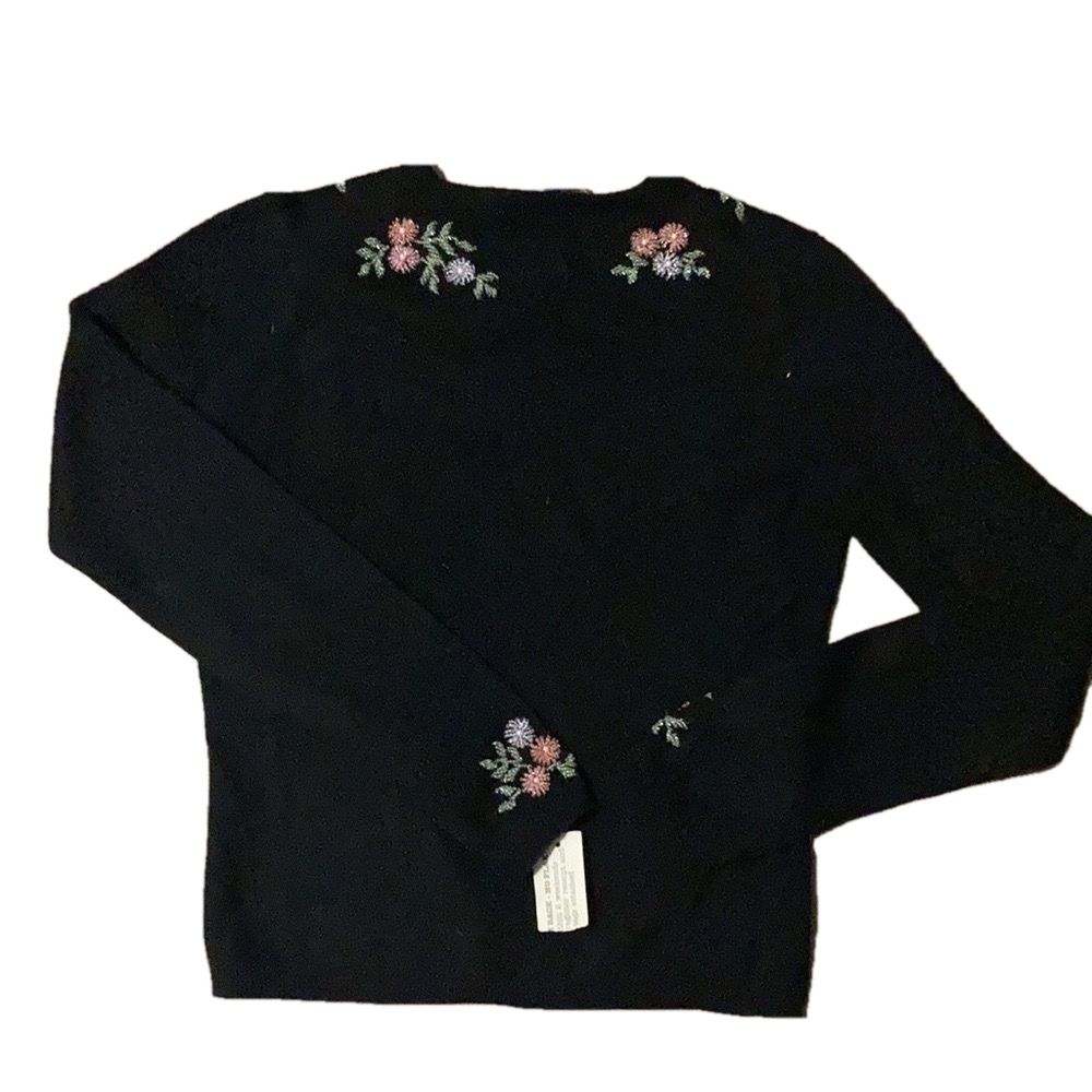 𝅺FRENCH CONNECTION MED  Vintage beaded floral Sweater NWT